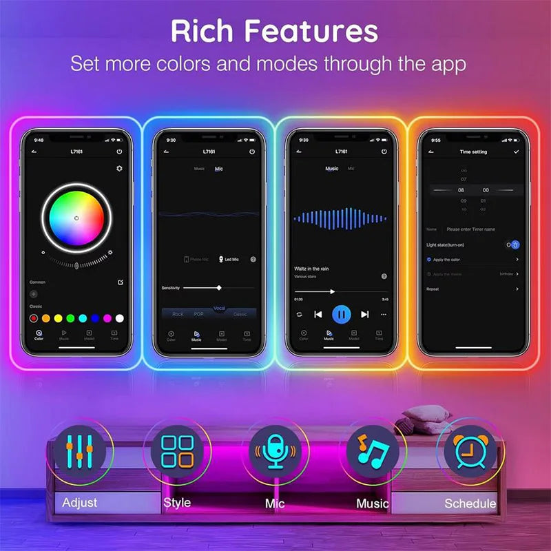 RGB LED Neon Rope Lights – Music Sync Smart App Control