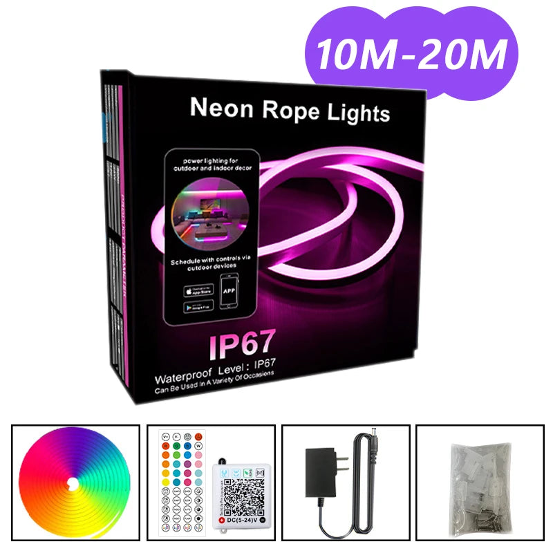 RGB LED Neon Rope Lights – Music Sync Smart App Control